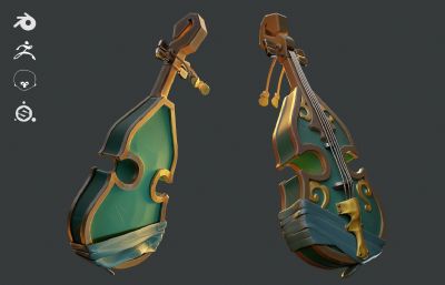 小提琴3D模型 – 卡通风格