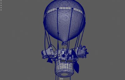朋克风格热气球,空中侦察气球,探险旅行热气球3dmaya模型