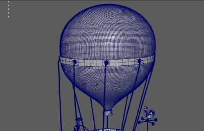 朋克风格热气球,空中侦察气球,探险旅行热气球3dmaya模型