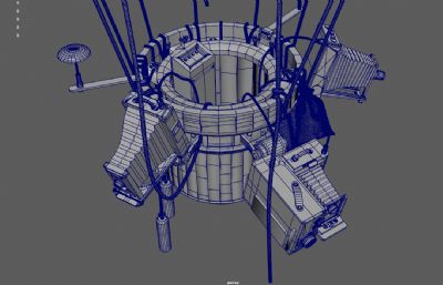 朋克风格热气球,空中侦察气球,探险旅行热气球3dmaya模型