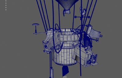 朋克风格热气球,空中侦察气球,探险旅行热气球3dmaya模型