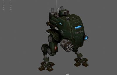 科幻机甲,装甲哨兵,双足战斗机器人3dmaya模型