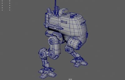 科幻机甲,装甲哨兵,双足战斗机器人3dmaya模型