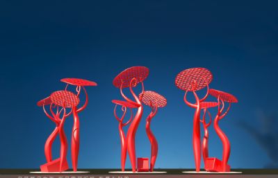 设计学院蘑菇雕塑设计,景观小品3dmax模型