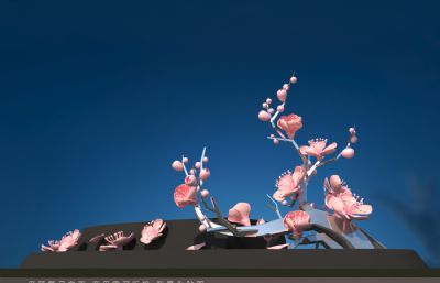 桃花景观雕塑方案第二版3dmax模型
