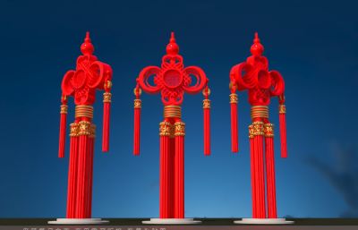 中国结,中国红新年雕塑3D模型