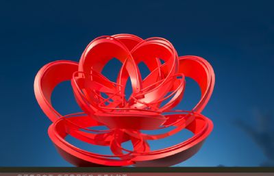红色花朵雕塑设计3dmax模型