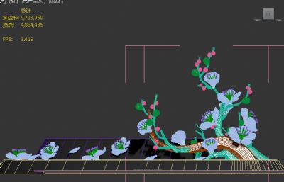 桃花景观雕塑方案第二版3dmax模型