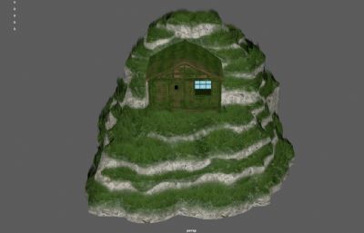 废弃的山间小屋,野外农舍小屋,草房子3dmaya模型