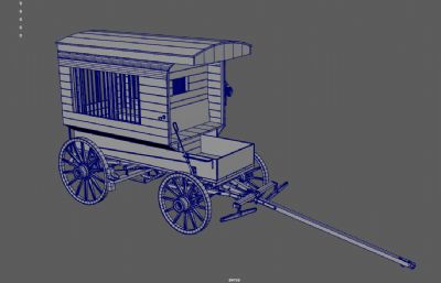 中世纪古代囚车,古代马车,英伦马车拖车3dmaya模型