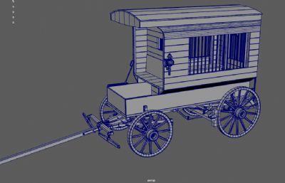 中世纪古代囚车,古代马车,英伦马车拖车3dmaya模型