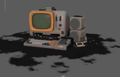 古董电脑,老式电脑,磁带机,游戏机3dmaya模型