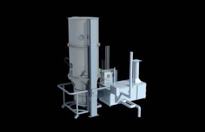 流化床制粒机,制药厂生产设备3D模型