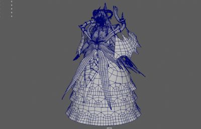 芙蕾雅北欧女神游戏角色,女战士,魔法师3dmaya模型,塌陷文件