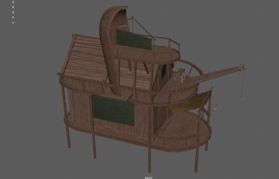 海边钓鱼小屋,农舍小屋,码头钓鱼台3dmaya模型