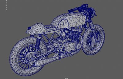 YAMAHA老式摩托车,复古摩托车,机车3dmaya模型