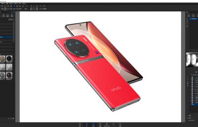 VIVO X90 PRO手机3D模型(ksp+stp素模源文件),keyshot11渲染