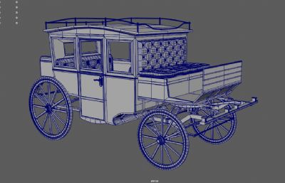 中世纪四轮马车,欧洲西方马车,皇家马车3dmaya模型