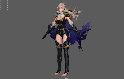 二次元美少女战士,古装少女,女武士,魔法少女3Dmaya模型