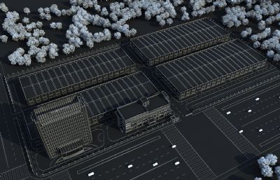 建材有限公司厂房,工业园办公楼,建材工厂研发基地3D模型