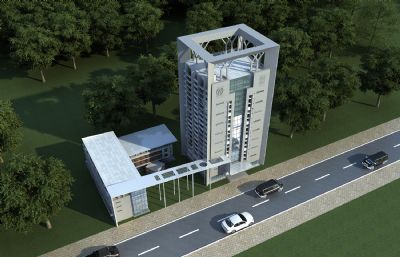 公司办公楼,酒店公寓,入口大门3D模型