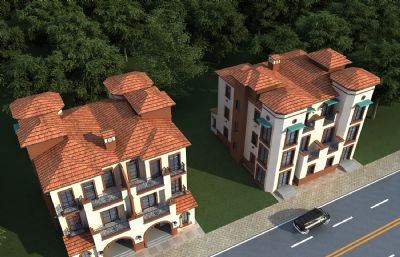 欧式联排别墅,小洋房3D模型