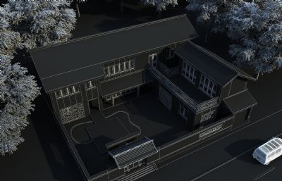 中式双层校园住宅,四合院,中式庭院3D模型
