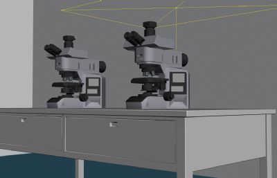 实验室显微镜3D模型