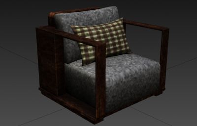 木质沙发座椅,布艺单人沙发3D模型