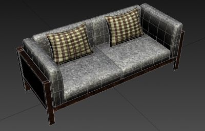 木质布艺双人沙发3D模型