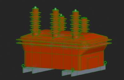 三相五柱式电压互感器3D模型