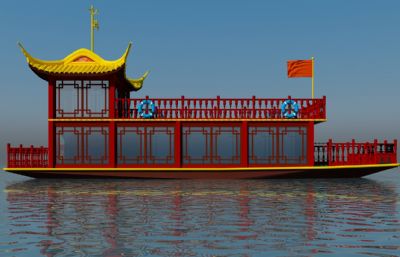 中式观光游览船3D模型