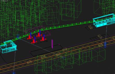 加油站,高速服务区,超市整体3D模型