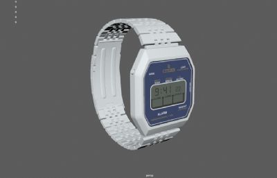 CITIZEN西铁城数字复古手表,电子手表,运动手表3dmaya模型