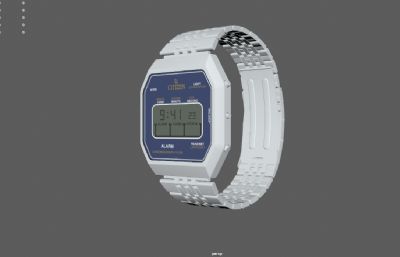 CITIZEN西铁城数字复古手表,电子手表,运动手表3dmaya模型