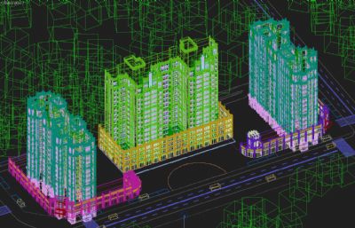 欧式住宅,欧式商场,商业步行街3D模型