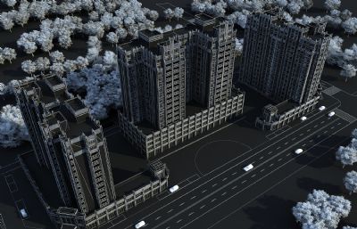 欧式住宅,欧式商场,商业步行街3D模型