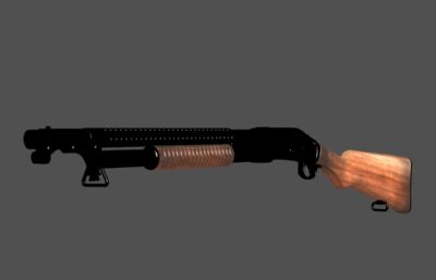 温彻斯特民用防暴枪,二战步枪,霰弹抢游戏道具3D模型