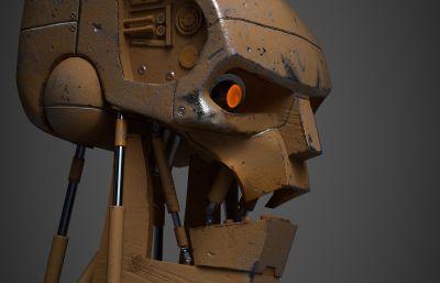 ABC勇士机器人,机械头颅展示品3D模型