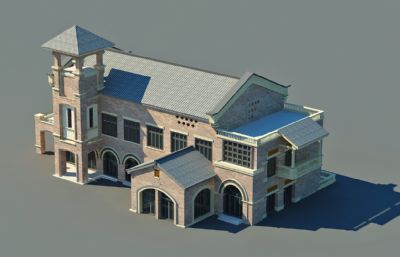 民国风格会所,小商业楼3D模型