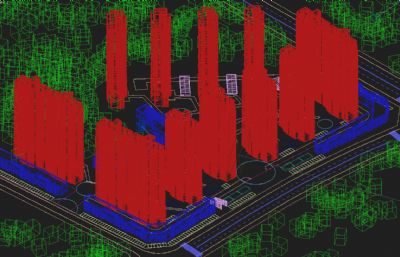 现代住宅,商业楼,裙房,幼儿园3D模型