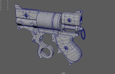 小型手枪,复古信号枪,蒸汽朋克左轮手枪3dmaya模型