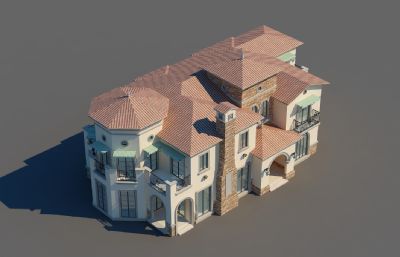 西班牙 托斯卡纳风格别墅,自建房3dmax模型