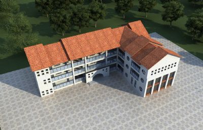 中式幼儿园,学校,托儿所教学楼3dmax模型