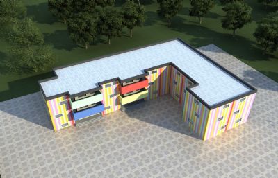 现代幼儿园,托儿所教学楼,儿童游乐园3dmax模型