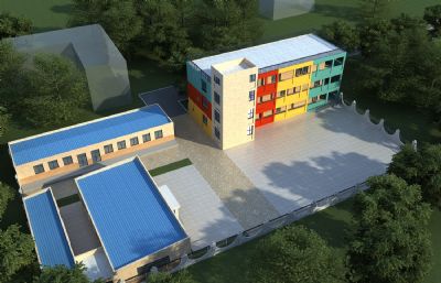 幼儿园教学楼,食堂,操场整体3dmax模型