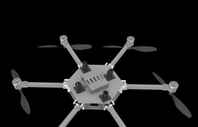六旋翼无刷电机无人机3dmax模型