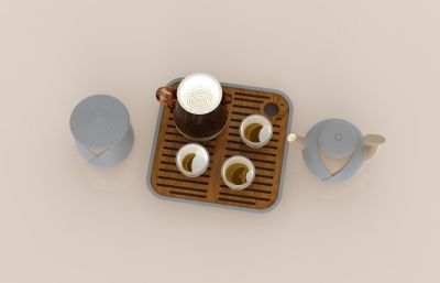 典雅,古典茶具套组模型