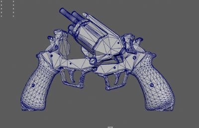 贝加尔左轮手枪,短枪,赛博朋克手枪3dmaya模型