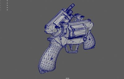 贝加尔左轮手枪,短枪,赛博朋克手枪3dmaya模型
